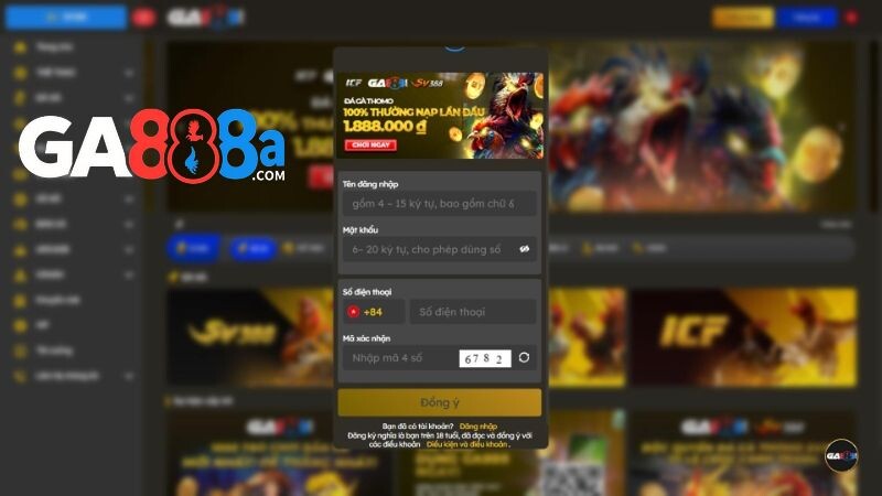 Biểu mẫu tân thủ cần nhập thông tin đăng ký GA888