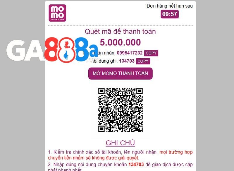 Nạp tiền GA888 qua ví điện tử