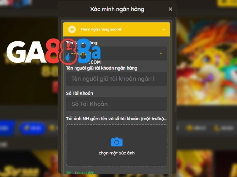 Cập nhật thông tin rút tiền GA888