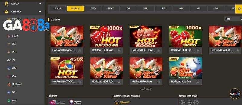 Thông tin tổng quan về sảnh Hotroad GA888