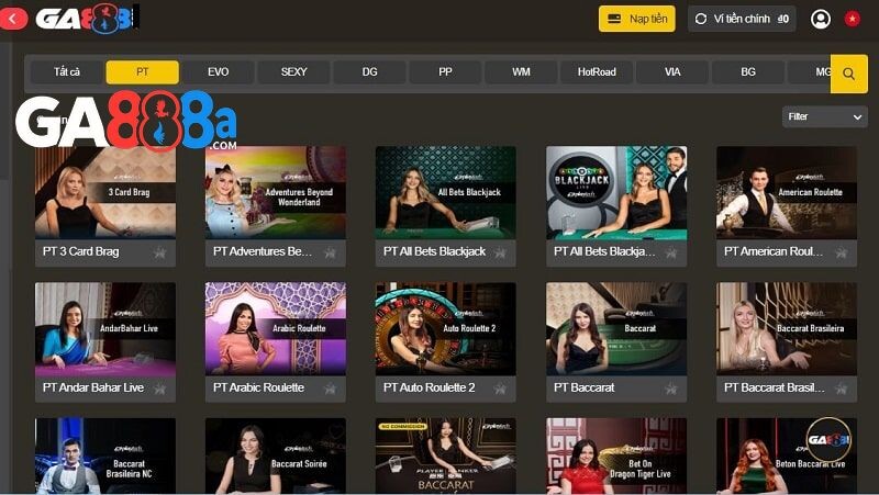 Các sản phẩm giải trí hot trong sảnh PT Gaming