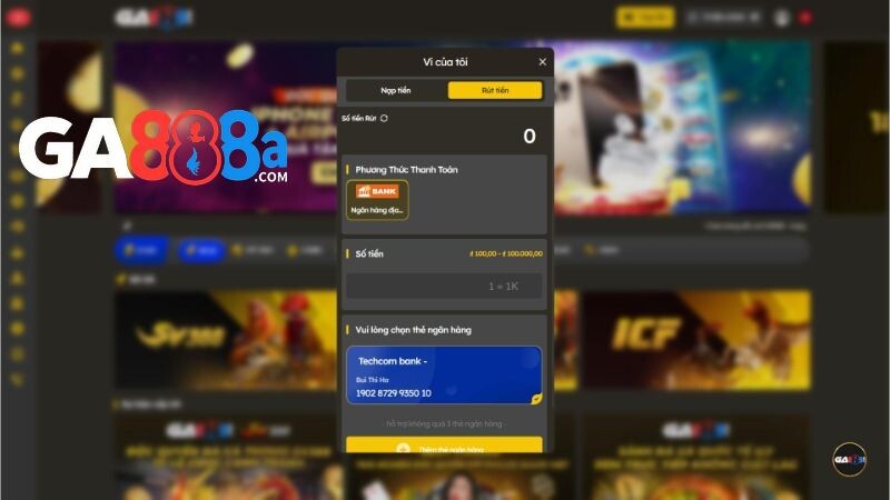 Lưu ý khi rút tiền thưởng tại GA888
